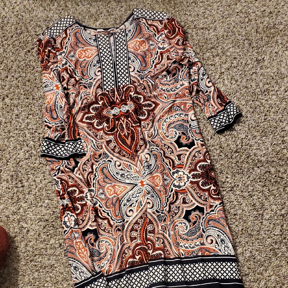 Bohemian 3/4 Length Sleeve Paisley Dress